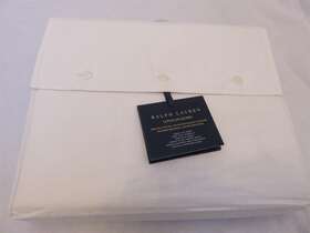 Ralph Lauren 886087436709 Lovan Jacquard Glen Plaid Queen Flat Sheet Parchment Off White 215