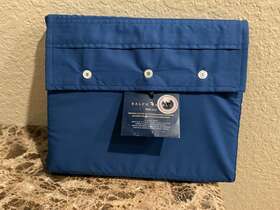 Ralph Lauren 886087438949 Nip Organic Cotton Percale Harbor Blue Flat Sheet - Full 150