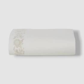 Ralph Lauren 886087479522 White Platinum Eloise Embroidery Flat Sheet Queen