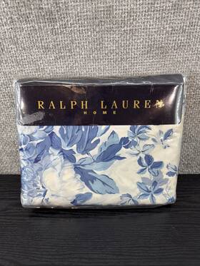 Ralph Lauren Home 028828023117 Vintage Elsa Blue King Deep Fitted Sheet Cotton Sateen Italy