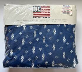Ralph Lauren Home 028828604743 Vintage Shelley Indigo King Deep Fitted Sheet Made Usa Nos