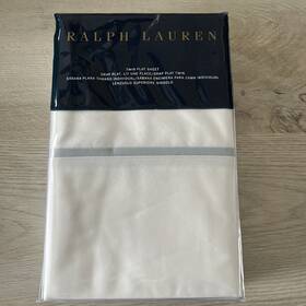 Ralph Lauren Home 650194509495 Palmer Bedding Flat Sheet Oxford Blue White Twin