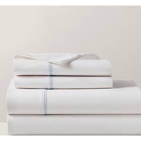 Ralph Lauren Home 886087438314 New Organic Cotton Percale Palmer Queen Flat Sheet White/sky Blue Ralph Lauren Home 886087438314 New Organic Cotton Percale Palmer Queen Flat Sheet White/sky Blue