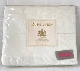 Pg1028 Ralph Lauren Avenue Hemstitch Linen Cream Twin Flat Sheet New Pg1028 Ralph Lauren Avenue Hemstitch Linen Cream Twin Flat Sheet New