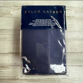 650194413e0f Ralph Lauren Rl 464 Cotton Percale Twin Deep Fitted Sheet Polo Navy Nwt 90
