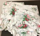 Ralph Lauren Vtg Pair Blaine Standard Ruffled Pillowcases White Floral