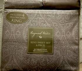Raymond Waites Home Bedding 610792066698 New Net 6 Pc King Sheet Set 100% Cotton Sateen 300 Thread Count Raymond Waites Home Bedding 610792066698 New Net 6 Pc King Sheet Set 100% Cotton Sateen 300 Thread Count