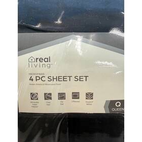 Lr202001 Real Living Microfiber 4 Piece Sheet Set Queen Black Anti-microbial Lr202001 Real Living Microfiber 4 Piece Sheet Set Queen Black Anti-microbial