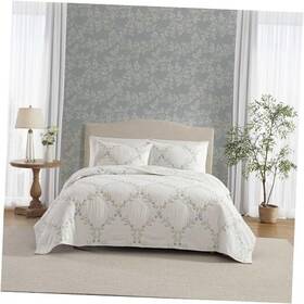 Ushsa91313612 Revman International Quilt Set Super Soft And Breathable Embroidered King Floral Embroidery Blue