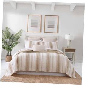 Ushsa91320308 Revman International Quilt Set Luxuriously Soft Textured Bedding With Matching Shams King Beige