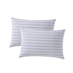 Ushshc1258702 Revman International Standard Pillowcase Set Cotton Percale Bedding Casual Beaux Stripe Blue
