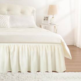 Q051015qaaiv Rimela Cream Bed Skirt Queen Size 15 Inch Drop Elastic Queen-15