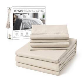 Ritzani 939349520754 Full Size Sheet Set Deep Pocket- 6 Piece Ultra Soft Machine Washable Luxury B