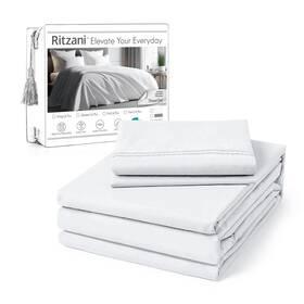 Ritzani 939349520846 Twin Size Sheet Set Deep Pocket- 4 Piece Ultra Soft Machine Washable Luxury B Ritzani 939349520846 Twin Size Sheet Set Deep Pocket- 4 Piece Ultra Soft Machine Washable Luxury B
