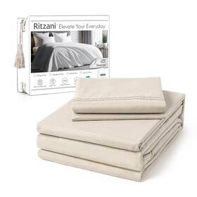 Bs4tth Ritzani Twin Size Sheet Set Deep Pocket- 4 Piece Ultra Soft Machine Washable Luxury B Bs4tth Ritzani Twin Size Sheet Set Deep Pocket- 4 Piece Ultra Soft Machine Washable Luxury B