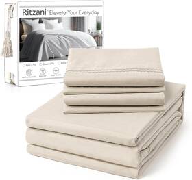 Bs6fth Ritzani Full Size Sheet Set Deep Pocket- 6 Piece Ultra Soft Machine Wheat