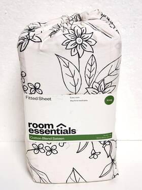 062-18-0575 Room Essentials King Size Floral Grey Fitted Sheet -