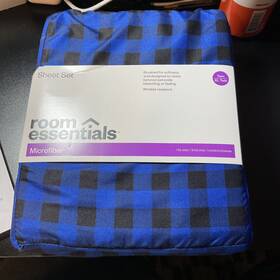 062188656 Room Essentials Sapphire Blue/black Gingham Microfiber Xl Twin Sheet Set #23 062188656 Room Essentials Sapphire Blue/black Gingham Microfiber Xl Twin Sheet Set #23