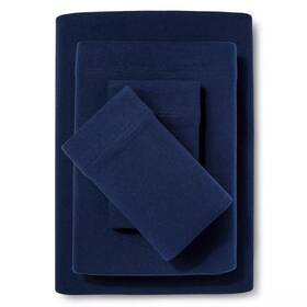 Room Essentials 191908139272 Full Easy Care Solid Sheet Set Navy -