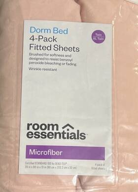 Room Essentials 191908157962 4-pack Fitted Sheets Twin/twin Xl Dorm Bed Pink Microfiber