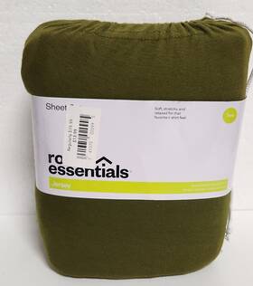 Room Essentials 191908578439 Twin Size Olive Green Jersey Sheet Set -