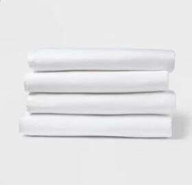 Room Essentials 191908961293 4-pack Twin/twin Xl Dorm Bed Fitted Sheets White Microfiber -
