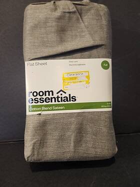 Room Essentials 197543805183 Easy Care Cotton Blend Sateen Flat Sheet Full Heather Gray Essential