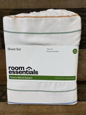 Room Essentials 198101001214 Easy Care Cotton Blend Sateen Sheet Set Twin/xl Striped