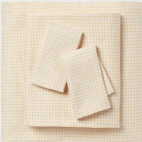 Room Essentials 198850083431 Cotton Blend Sateen Sheet Set Yellow Grid Twin/twin Xl Brand New