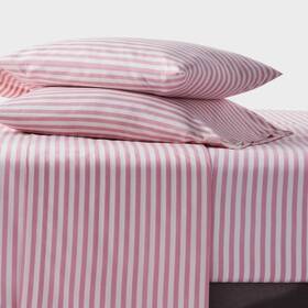 Room Essentials 198850083868 Pink Striped Microfiber Full Size 4 Piece Sheet Set Nwot