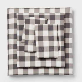 Room Essentials 198850085794 Twin/twin Xl Microfiber Sheet Set Gray Plaid Twin
