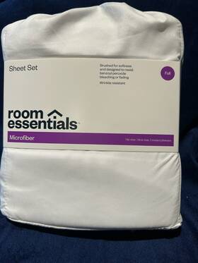 Room Essentials 490621805588 Microfiber Sheet Set - White Full Size Room Essentials 490621805588 Microfiber Sheet Set - White Full Size