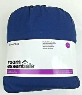 Room Essentials 490621812128 Navy/sapphire Blue Full Size Microfiber Sheet Set New Wrinkle Re Room Essentials 490621812128 Navy/sapphire Blue Full Size Microfiber Sheet Set New Wrinkle Re