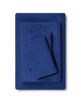 Room Essentials 490621812135 Microfiber Solid Sheet Set Queen Sapphire Blue Navy - Okeo-tex