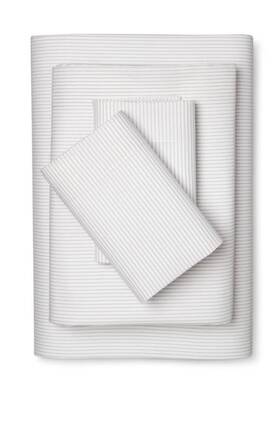 53116979 Room Essentials Twin/twin Xl Microfiber Sheet Set. Striped White Sleek Silver -