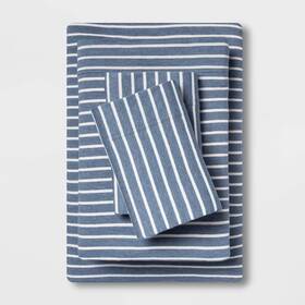78367781 Room Essentials King Printed Jersey Sheet Set Blue Stripe - 78367781 Room Essentials King Printed Jersey Sheet Set Blue Stripe -