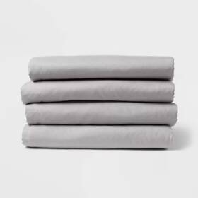 88693018 Room Essentials Full 4pk Fitted Sheet Gray - Recycled Polyester Woven Machine 88693018 Room Essentials Full 4pk Fitted Sheet Gray - Recycled Polyester Woven Machine