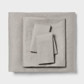 89182583 Room Essentials King Cotton Blend Sateen Sheet Set Gray Dot -