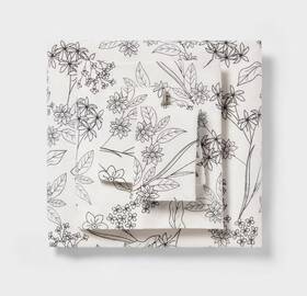 89182584 Room Essentials King Dark Gray Ivory Floral Sheet Set 225tc New