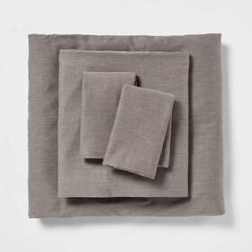 89182612 Room Essentials Queen Cotton Blend Sateen Sheet Set Heather Gray -