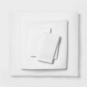 89182641 Room Essentials King Cotton Blend Sateen Sheet Set White -