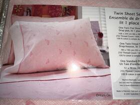Roxy Room Quiksilver 085989549535 Dream On Pink Twin Size Sheet Set 3pcs 100% Cotton 250 Tc Nip 2 Aval