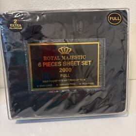 Royal Crown Majestic 681402776207 6 Pc Full Size Cotton Sheet Set 2000 Color Black Royal Crown Majestic 681402776207 6 Pc Full Size Cotton Sheet Set 2000 Color Black