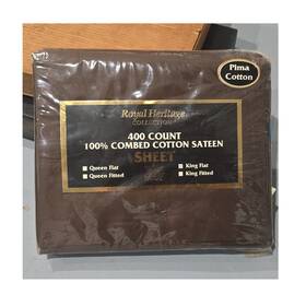 Rh-3834 Royal Heritage 400tc Cotton Sateen Deep Fitted King Sheet Set Brown