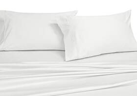Royal Hotel Bedding 825624640520 Solid White 250-thread-count 4pc King Bed Sheet Set 100-percent Cotton Super