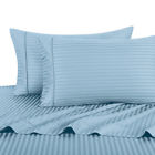 Royal Tradition Modern Split King Bed Sheets 5 Pc Blue 300 Thread Count Damask Stripe Sheet Sets 825624632846