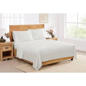 94863966 Royal Velvet 4pc King Signature Dobby Stripe Sheet Set White 94863966 Royal Velvet 4pc King Signature Dobby Stripe Sheet Set White