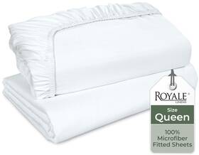 Royale Linens 011342279214 2 Pack Fitted Sheet - Elastic Sheets Queen Only -soft And Breath