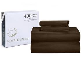 Royale Linens 011342303469 400 Thread Count 100 American Grown Cotton 4 Piece Sateen Full Sheet Set - 1 Fit