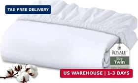 Royale Linens 011342321098 100% Organic Cotton Fitted Sheet Percale Weave Soft Deep Twin Size 39 Inch X75 15